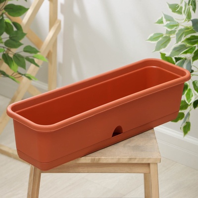Балконный ящик для цветов, 9.5 л, 60×18.5×15 см, пластиковый, цвет терракот