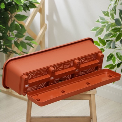 Балконный ящик для цветов, 9.5 л, 60×18.5×15 см, пластиковый, цвет терракот