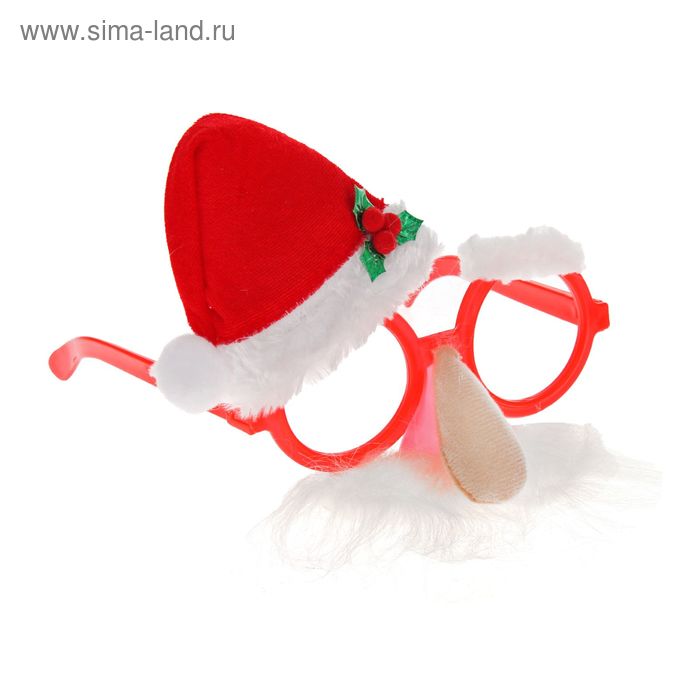 Карнавальные очки "Новогодние", пушистые усы - Фото 1