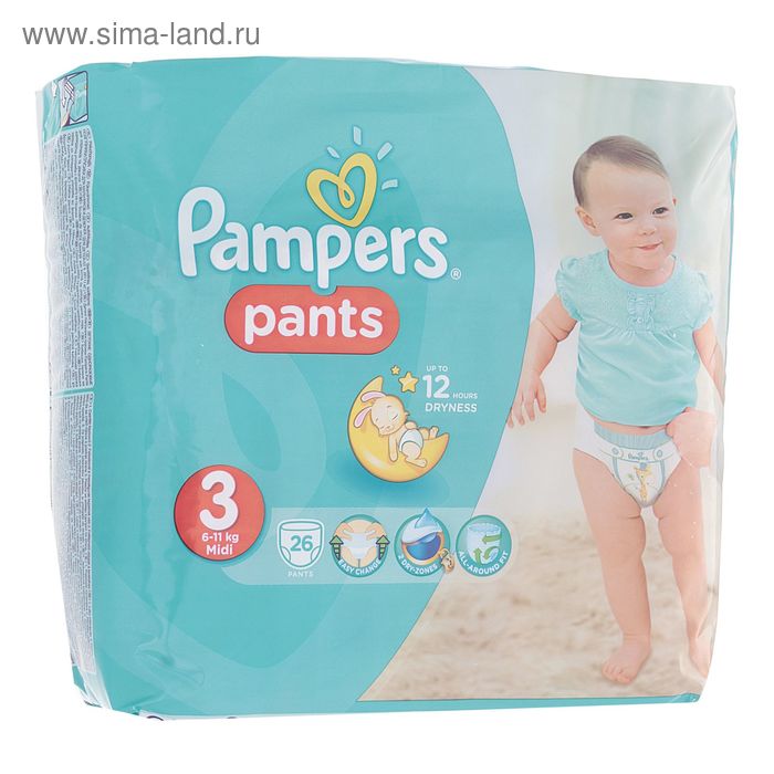 Подгузники-трусики «Pampers» Midi, 6-11 кг, 26 шт - Фото 1