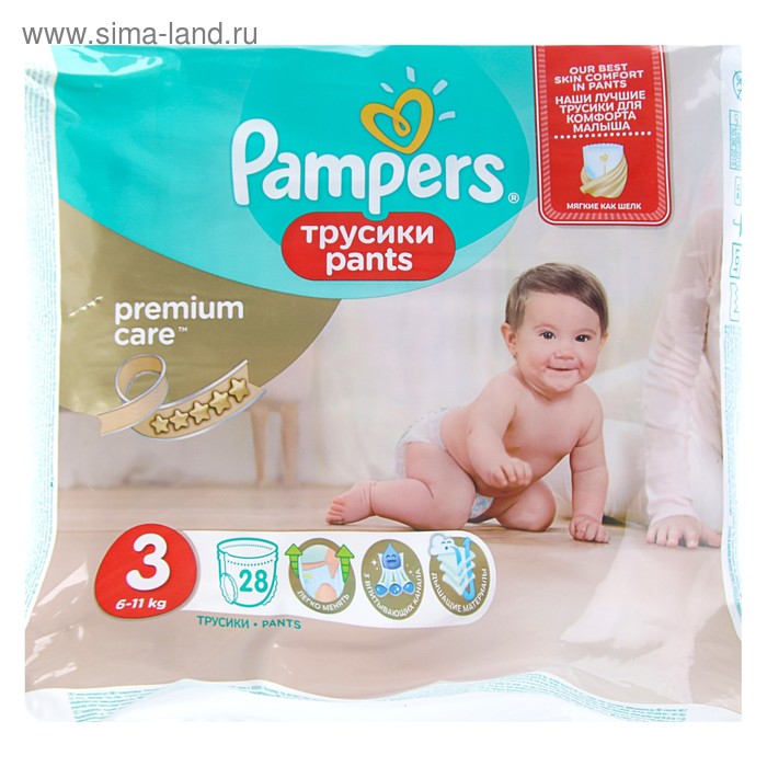 Подгузники-трусики «Pampers» Premium Care, Midi, 6-11 кг, 28 шт - Фото 1