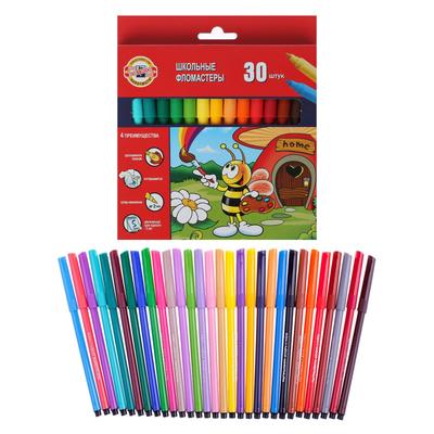 Фломастеры 30 цветов Koh-I-Noor "Пчелка", трехгранные, европодвес