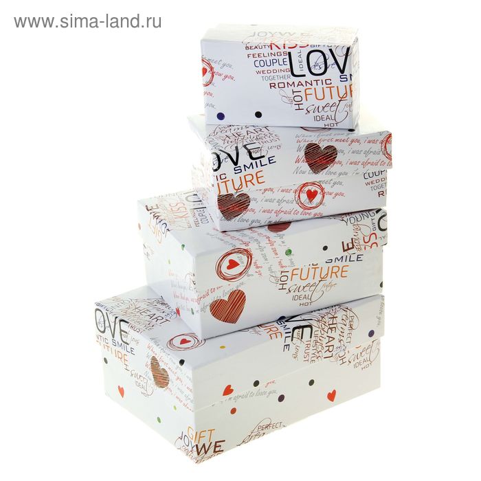 Набор коробок 4 в 1 "Сердца романтика", 15 х 11 х 7 - 9 х 5 х 4 см - Фото 1