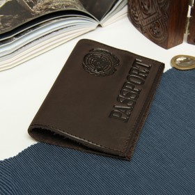 Обложка для паспорта, тиснение, коричневая 1161342