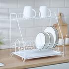Сушилка для посуды с поддоном 2-х ярусная, 24×40×38 см, цвет белый - фото 3585102