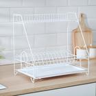 Сушилка для посуды с поддоном 2-х ярусная, 24×40×38 см, белый - Фото 2