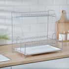 Сушилка для посуды с поддоном 2-х ярусная, 24×40×38 см, хром - Фото 2