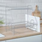 Сушилка для посуды с поддоном 2-х ярусная, 24×40×38 см, хром - Фото 3