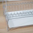 Сушилка для посуды с поддоном 2-х ярусная, 24×40×38 см, хром - Фото 4