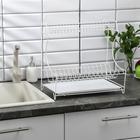 Сушилка для посуды с поддоном 2-х ярусная, настольно-настенная, 39.5×25×38 см, белый - Фото 1