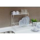 Сушилка для посуды с поддоном 2-х ярусная, настольно-настенная, 39.5×25×38 см, белый - Фото 6
