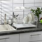 Сушилка для посуды с поддоном 2-х ярусная, настольно-настенная, 39,5×25×38 см, цвет белый - Фото 3