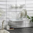 Сушилка для посуды с поддоном 2-х ярусная, настольно-настенная, 39.5×25×38 см, белый - Фото 5