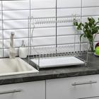 Сушилка для посуды с поддоном 2-х ярусная, настольно-настенная, 39.5×25×38 см, хром - Фото 1