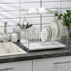 Сушилка для посуды с поддоном 2-х ярусная, настольно-настенная, 39.5×25×38 см, хром - Фото 3