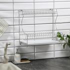 Сушилка для посуды с поддоном 2-х ярусная, настольно-настенная, 39.5×25×38 см, хром - Фото 4