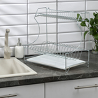Сушилка для посуды с поддоном 2-х ярусная, настольно-настенная, 39,5×25×38 см, цинк, серебристый - Фото 2