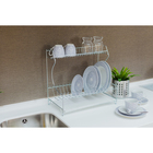 Сушилка для посуды с поддоном 2-х ярусная, настольно-настенная, 39,5×25×38 см, цинк, серебристый - Фото 6