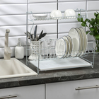 Сушилка для посуды с поддоном 2-х ярусная, настольно-настенная, 39,5×25×38 см, цинк, серебристый - Фото 3