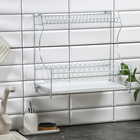 Сушилка для посуды с поддоном 2-х ярусная, настольно-настенная, 39,5×25×38 см, цинк, серебристый - Фото 4