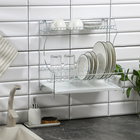 Сушилка для посуды с поддоном 2-х ярусная, настольно-настенная, 39,5×25×38 см, цинк, серебристый - Фото 5