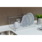 Сушилка для посуды с поддоном, 39×25×15 см, цвет хром - Фото 4