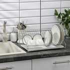 Сушилка для посуды с поддоном, 39×25×15 см, цвет хром - Фото 3