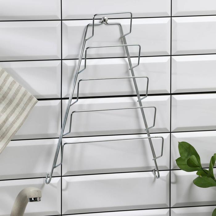 Подвеска для крышек треугольная 5 ярусов, верх 8 см, низ 23 см, высота 35 см, цвет хром - Фото 1