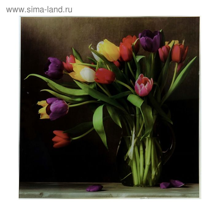 Картина на стекле "Тюльпаны"  30х30см - Фото 1