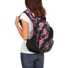Рюкзак молодёжный на молнии "Лилии", 2 отдела, 1 наружный карман, чёрный/розовый - Фото 2