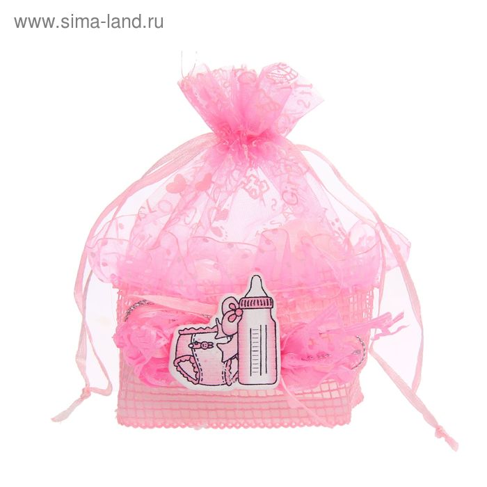 Бонбоньерка "Бутылочка и подгузник", цвет розовый - Фото 1