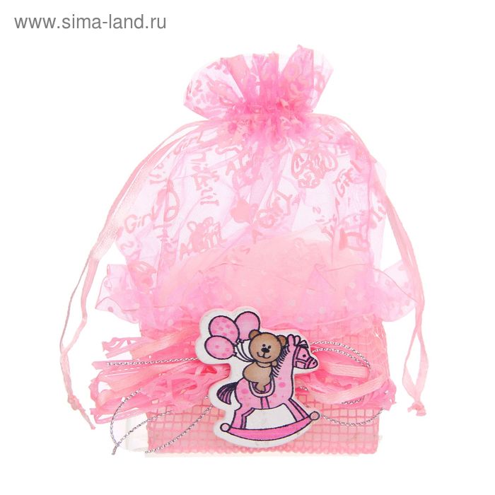 Бонбоньерка «Мишка с шарами на лошадке», цвет розовый - Фото 1