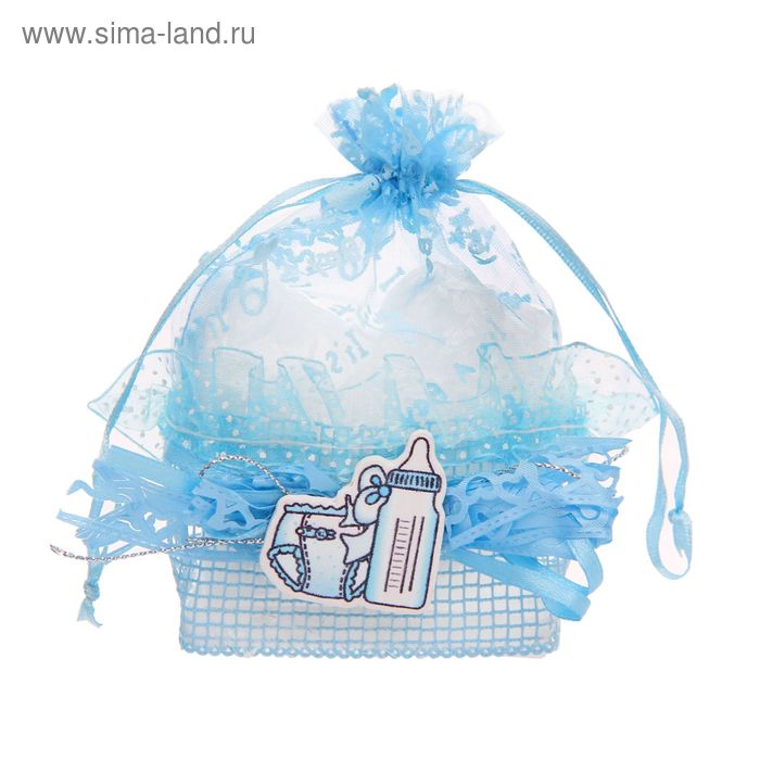 Бонбоньерка "Бутылочка и подгузник", цвет голубой - Фото 1