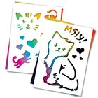 3 гравюры и 2 трафарета "Кошки" с цветным основанием - Фото 1