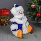Мягкая игрушка "Снеговик пушистик на коньках" сидит 30*30 см синий - Фото 2