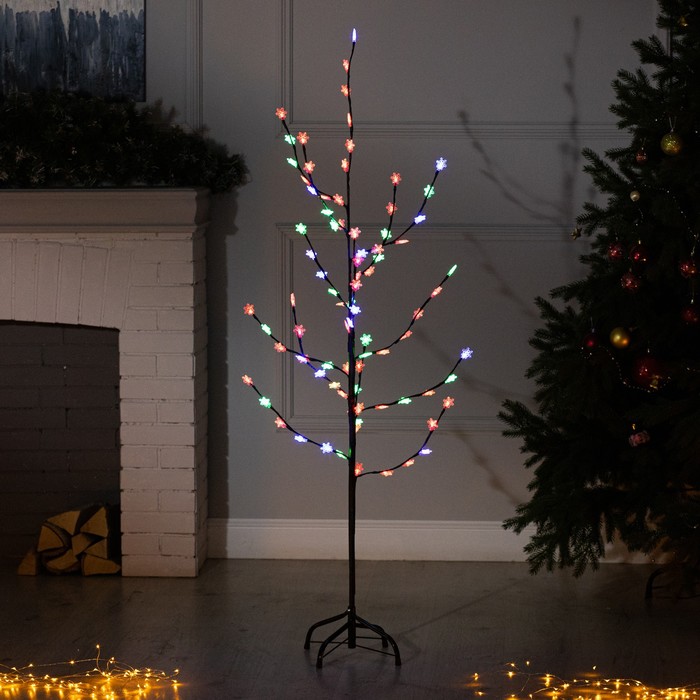 Светодиодный куст «Снежинки» 1.5 м, 84 LED, мигание, 220 В, свечение мульти (RG/RB) - фото 1880265071