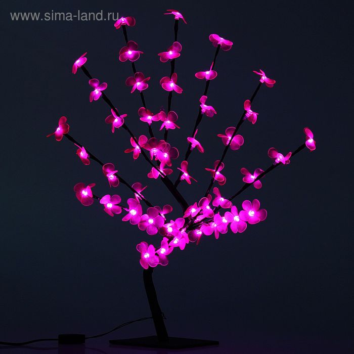 Светодиодный куст 0.65 м, "Цветок сакуры", 50LED, 220V, фиксинг, РОЗОВЫЙ - Фото 1