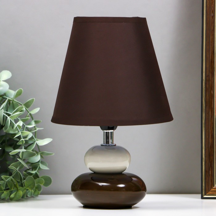 Светильник настольный «Сад камней» коричнево-белый 220V/E14 26×15×15 см - Фото 1