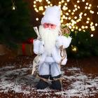 Дед Мороз "В белом полушубке с мешком" двигается, 29 см - фото 108296045