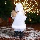 Дед Мороз "В белом полушубке с мешком" двигается, 29 см - фото 3790117