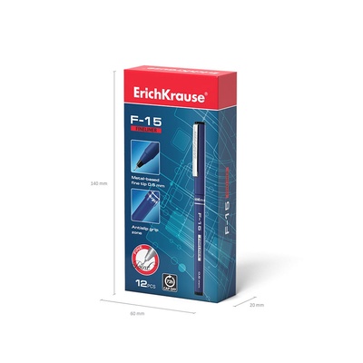 Ручка капиллярная Erich Krause F-15, узел 0.6 мм, чернила чёрные, длина линии письма 400 метров