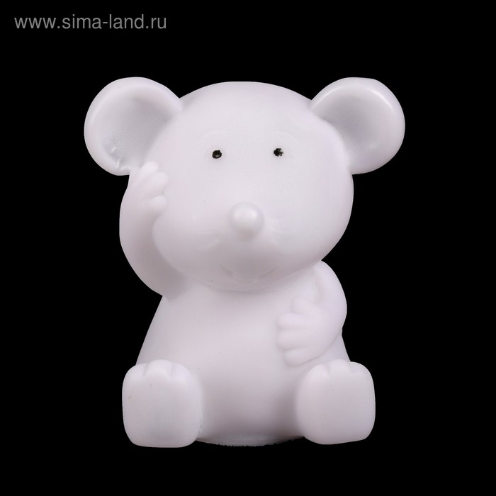 Ночник "Белая мышка", 6х4,5х7 см, пластик, батарейки в комплекте - Фото 1