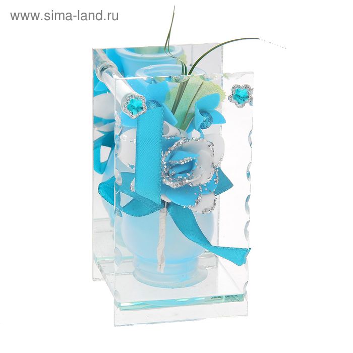 ваза стекло Калипсо 13*7 см цветок блеск круги микс - Фото 1