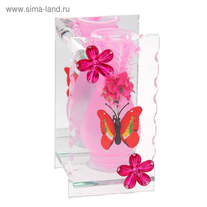 ваза стекло Калипсо 13*7 см бабочка микс - Фото 1