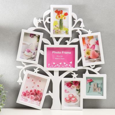Фоторамка-коллаж на 7 фото 10×10 см см, 10×15 см, 13×18 см «Деревце», белая, 45×53×2 см