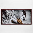 Картина "Девушка и леопард" 56х106см рамка микс - Фото 12