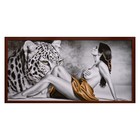Картина "Девушка и леопард" 56х106см рамка микс - Фото 14