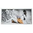 Картина "Девушка и леопард" 56х106см рамка микс - Фото 5