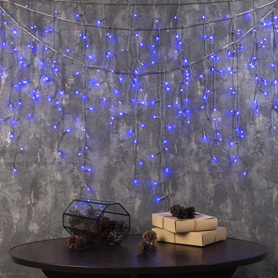 БАХРОМА, УМС вилка, Ш:5.2 м, В:0.6 м, Н.С. LED-299-220V, контр. 8 режимов, СИНИЙ