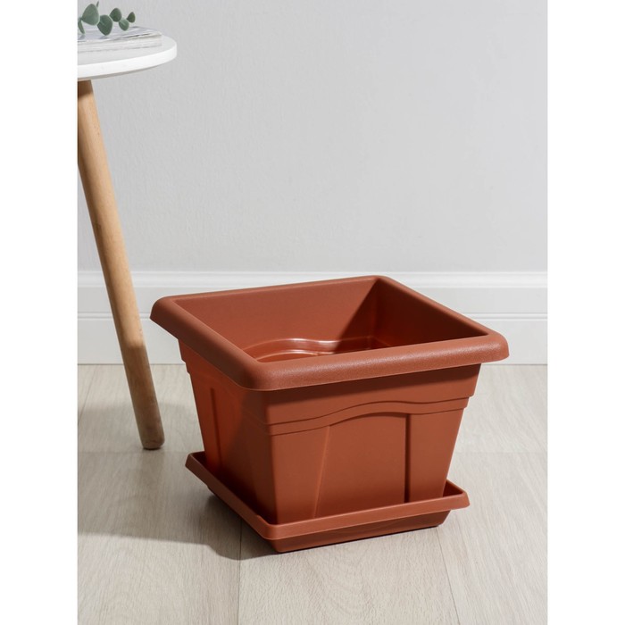Горшок для цветов с поддоном «Квадро», 8,1 л, цвет терракотовый - Фото 1